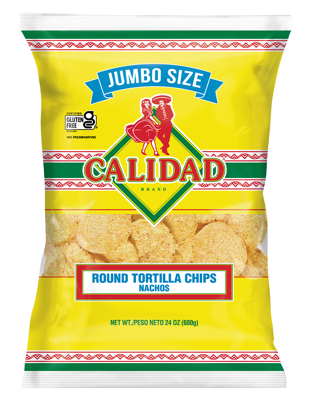 front view of the Jumbo Size Round Tortilla Chips